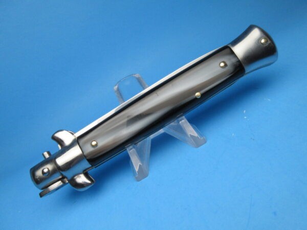 Italian Stiletto 9" Imit. Buffalo Horn Flat Grind Switchblade