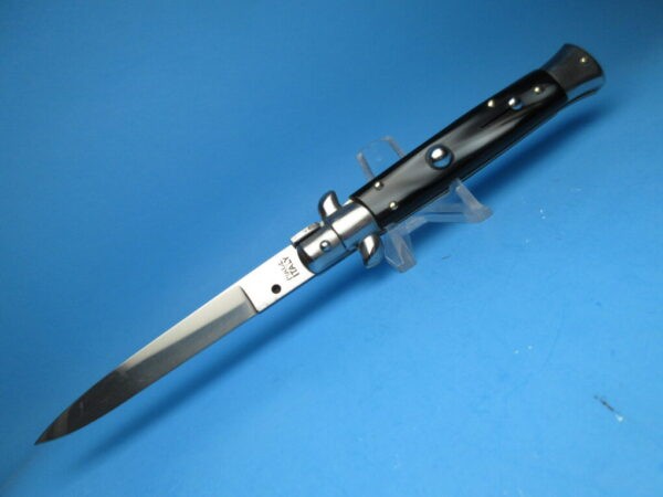 Italian Stiletto 9" Imit. Buffalo Horn Flat Grind Switchblade