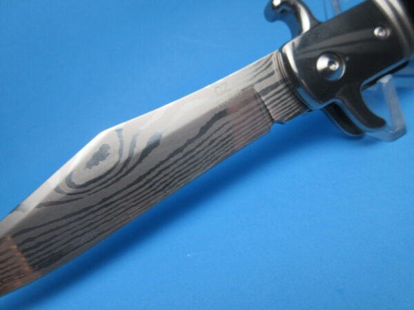 Damascus Ebonywood Czech Bolster Fired Auto Switchblade