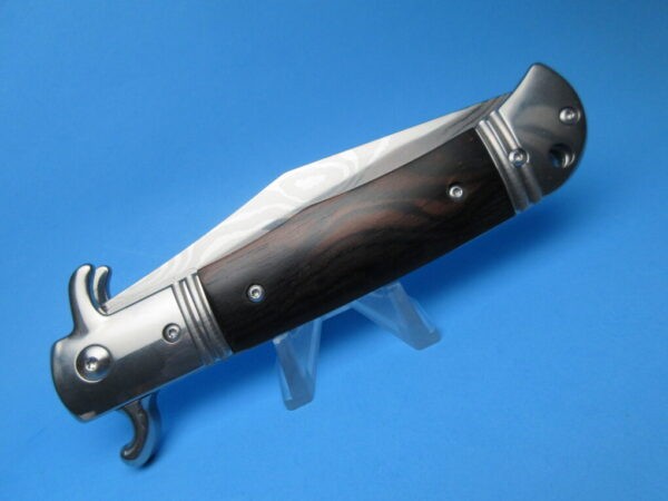 Damascus Ebonywood Czech Bolster Fired Auto Switchblade