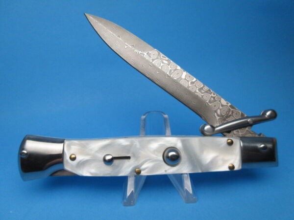 9'' AKC White Pearlex Damascus Bayonet Swinguard