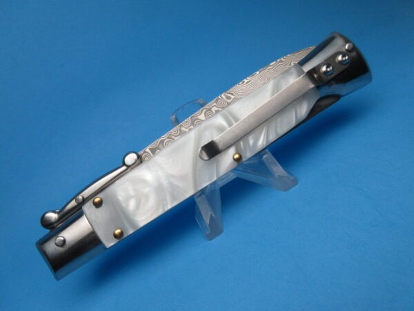 9'' AKC White Pearlex Damascus Bayonet Swinguard