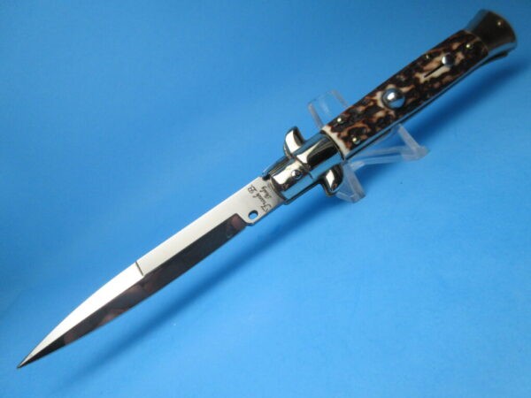 Frank Beltrame Picklock 9" Stag Horn Bayonet Switchblade