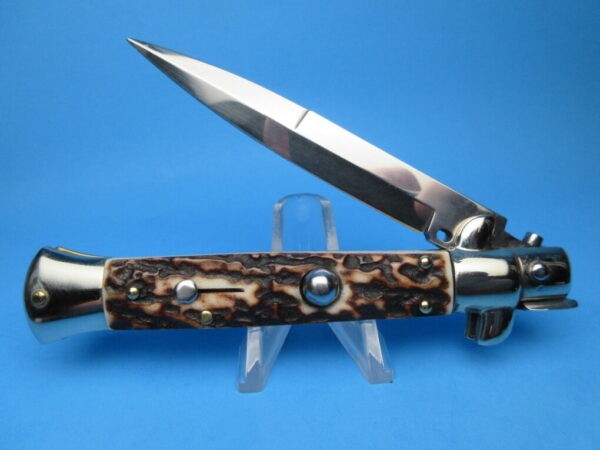 Frank Beltrame Picklock 9" Stag Horn Bayonet Switchblade