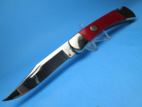 Custom Buck Red Camelbone 110 Automatic Conversion Knife