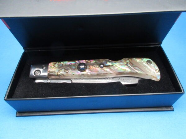 9" AKC Faux Abalone Damascus "Roma" Swinguard
