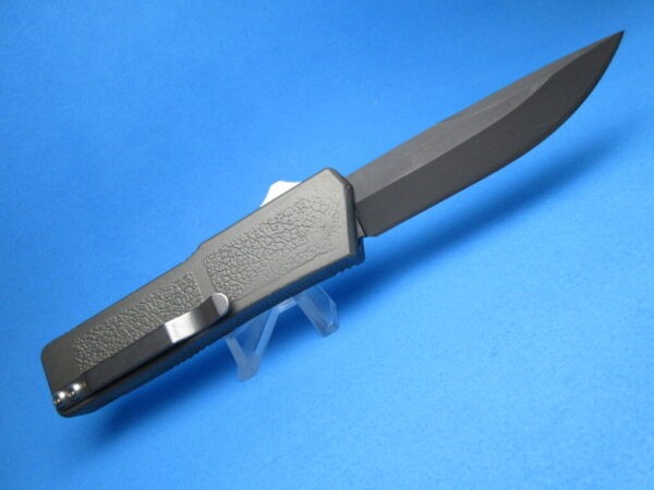 8" Lightning OTF Automatic Plain Edge Tactical with Grey Handle & Silver Button