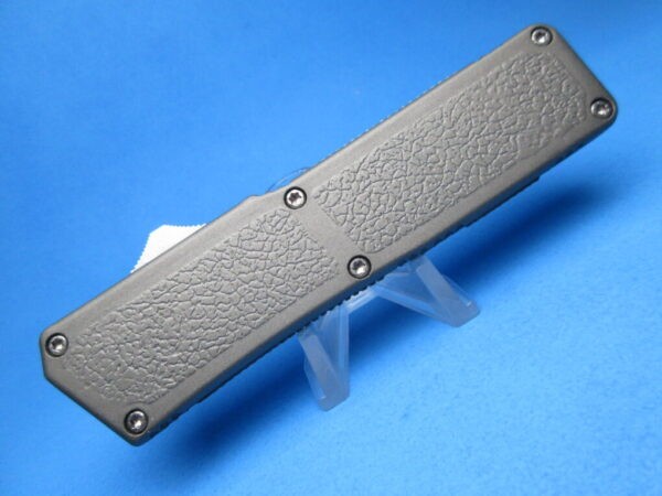 8" Lightning OTF Automatic Plain Edge Tactical with Grey Handle & Silver Button