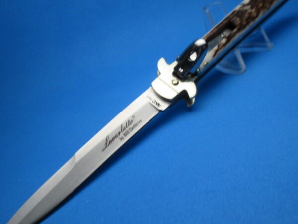 Antler Horn Leverlock Stiletto Switchblade