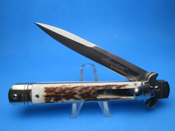 Antler Horn Leverlock Stiletto Switchblade