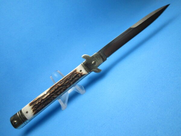 Antler Horn Leverlock Stiletto Switchblade