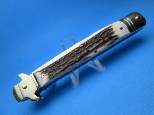 Antler Horn Leverlock Stiletto Switchblade