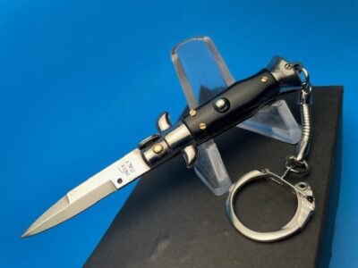 Italian Picklock Black Acrylic Keychain 3.9" Bayonet Switchblade