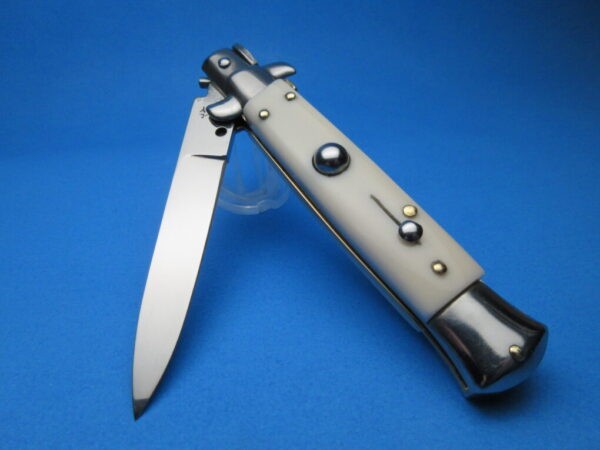 Italian Stiletto 8" Imit. Ivory Flat Grind Switchblade