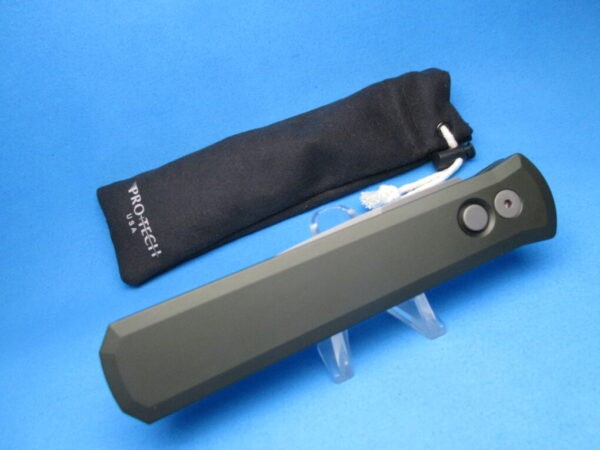 PROTECH GODFATHER GREEN HANDLE PLAIN BLASTED BLADE 920