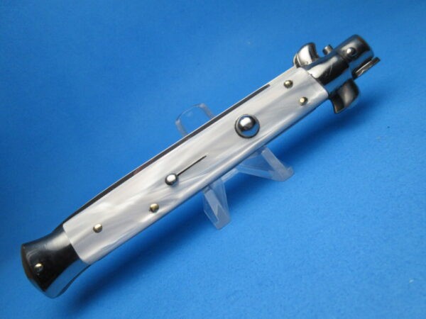 Italian Stiletto 11" White Pearlex Flat Grind Switchblade