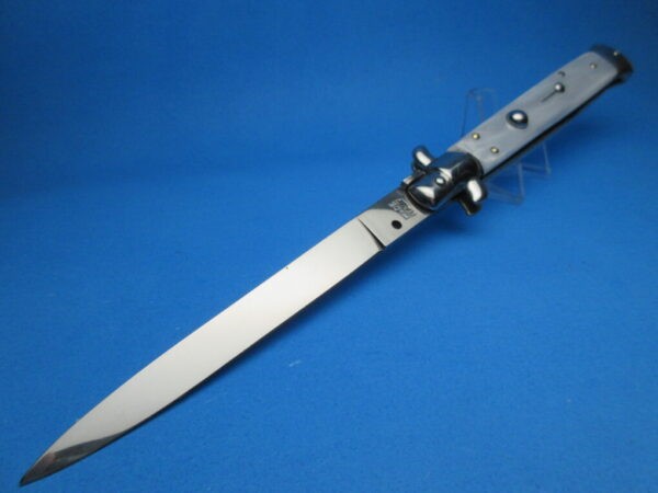 Italian Stiletto 11" White Pearlex Flat Grind Switchblade