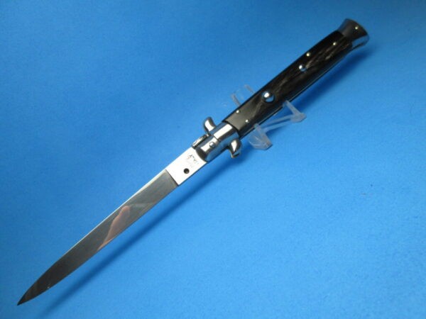 Italian Stiletto 11" Buffalo Horn Flat Grind Switchblade