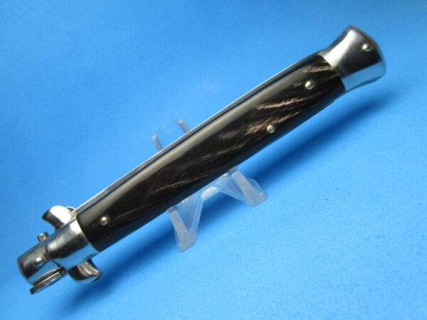 Italian Stiletto 11" Buffalo Horn Flat Grind Switchblade