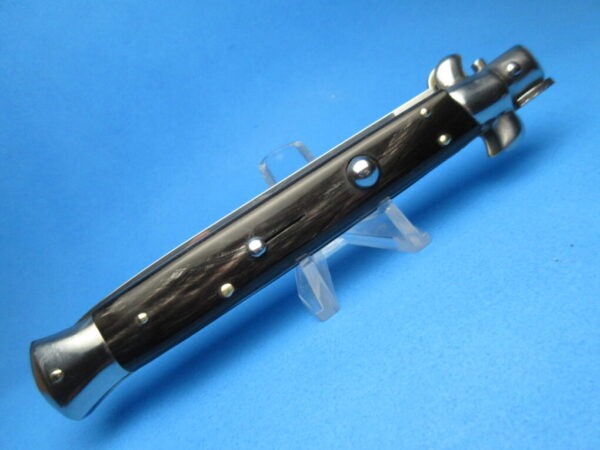 Italian Stiletto 11" Buffalo Horn Flat Grind Switchblade