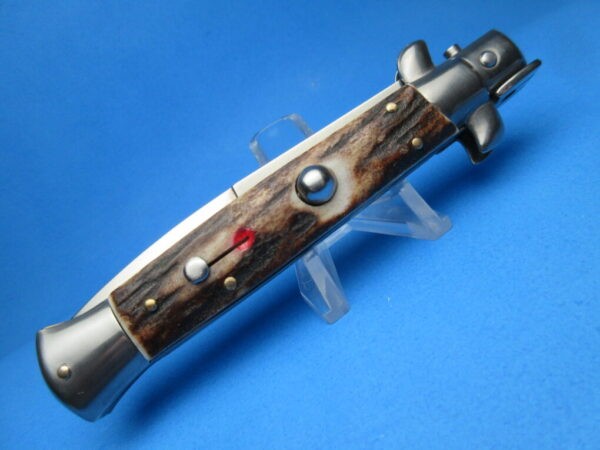 Frank Beltrame 9" Stag Horn Red Dot Bayonet Switchblade