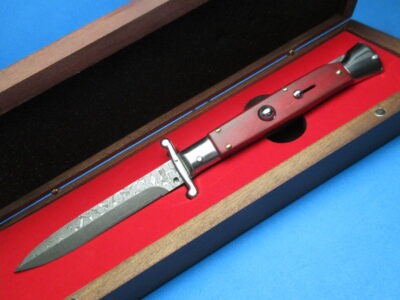 9'' AKC Red Pakkawood Damascus Bayonet Swinguard