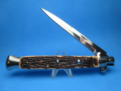 Imitation Stag Polished 12" Switchblade