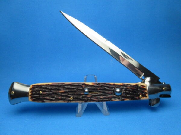 Imitation Stag Polished 12" Switchblade
