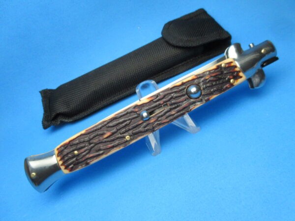 Imitation Stag Polished 12" Switchblade