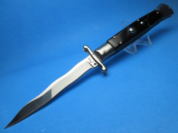 9" Black Marble Italian Kriss Stiletto Clone Switchblade Knife