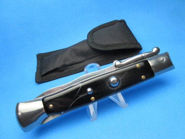 9" Black Marble Italian Kriss Stiletto Clone Switchblade Knife