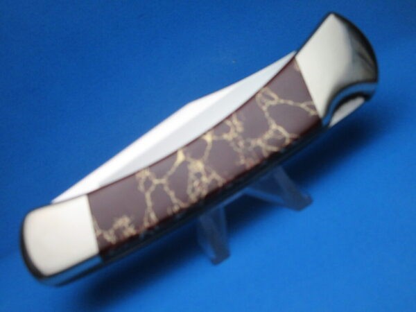 Custom Buck Blood Red Jasper 110 Automatic Conversion Switchblade Knife
