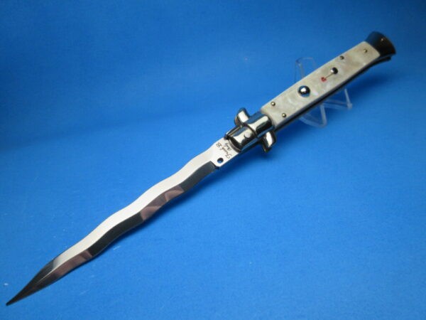Frank Beltrame 11" Mother Of Pearl Kriss Picklock Switchblade #098