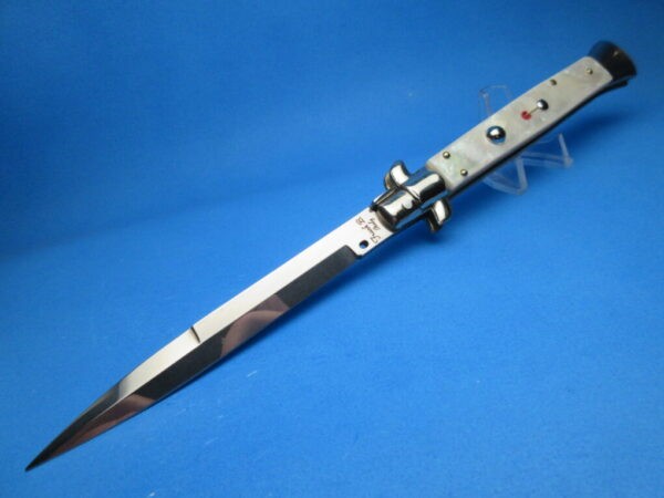 Frank Beltrame 11" Mother Of Pearl Bayonet Picklock Switchblade #005