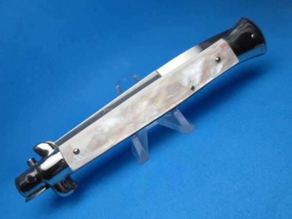 Frank Beltrame 11" Mother Of Pearl Bayonet Picklock Switchblade #005