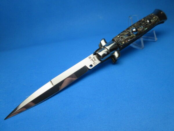 Frank Beltrame 2023 9" Abalone Bayonet Picklock Switchblade