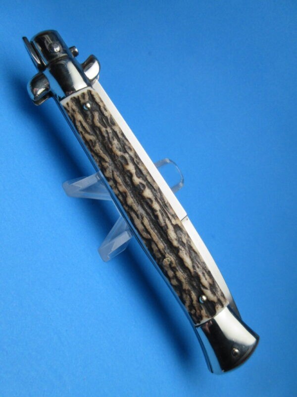 Frank Beltrame 11" Stag Horn Bayonet Red Dot Picklock Switchblade