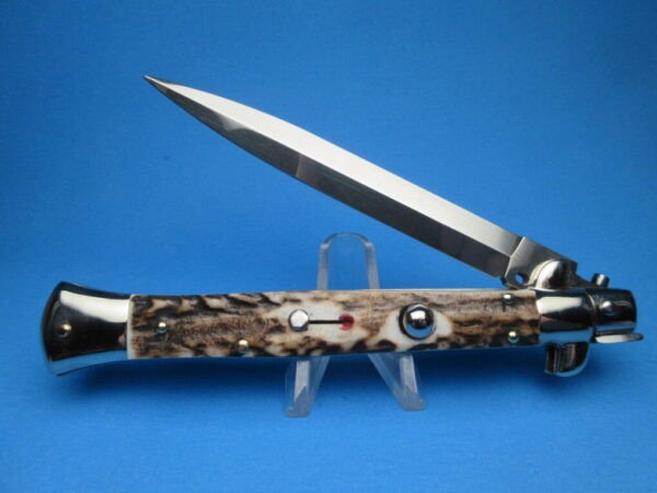 Frank Beltrame 11" Stag Horn Dagger Red Dot Picklock Switchblade