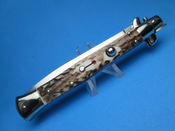 Frank Beltrame 11" Stag Horn Dagger Red Dot Picklock Switchblade