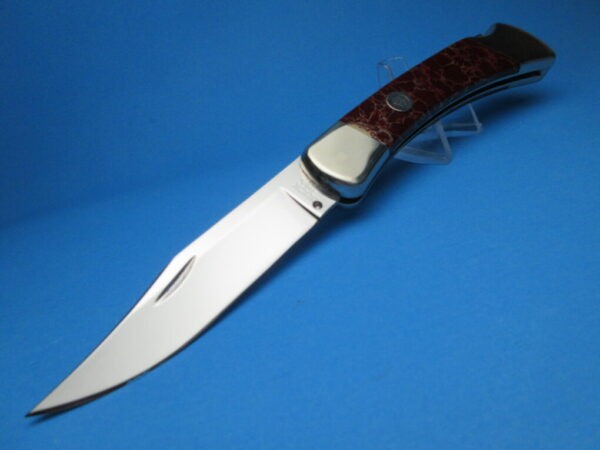 Custom Buck Blood Red Jasper 110 Automatic Conversion Switchblade Knife