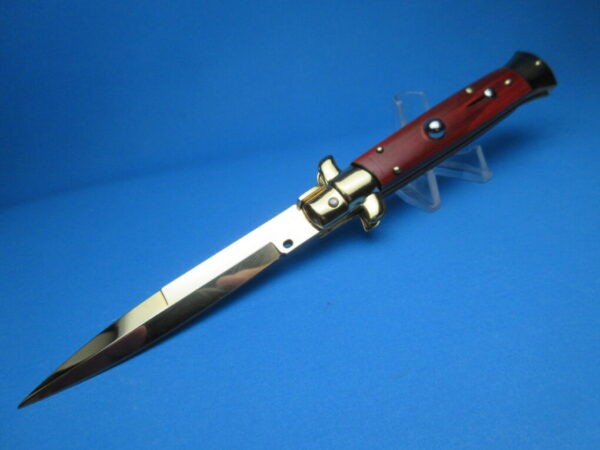 Frank Beltrame 9" Stag Horn Gold Bayonet Switchblade