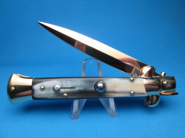 Frank Beltrame 9" Brazilian Horn Gold Bayonet Switchblade #2