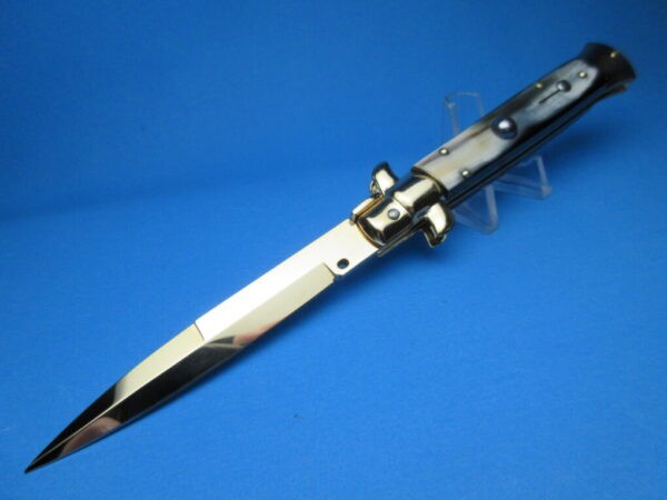 Frank Beltrame 9" Brazilian Horn Gold Bayonet Switchblade #2