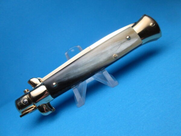 Frank Beltrame 9" Brazilian Horn Gold Bayonet Switchblade #2