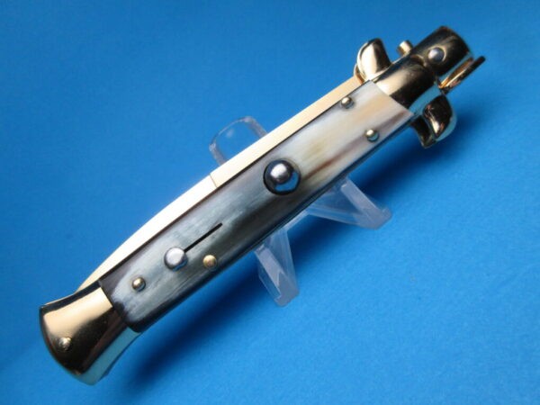 Frank Beltrame 9" Brazilian Horn Gold Bayonet Switchblade #2