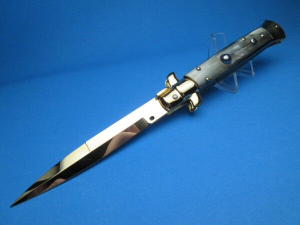 Frank Beltrame 9" Brazilian Horn Gold Bayonet Switchblade #2