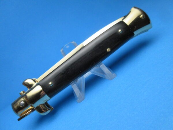 Frank Beltrame 9" Buffalo Horn Gold Bayonet Switchblade #1