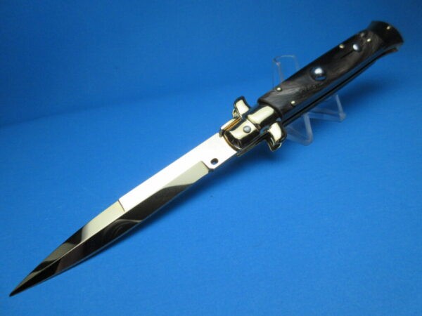 Frank Beltrame 9" Buffalo Horn Gold Bayonet Switchblade #2