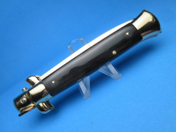 Frank Beltrame 9" Buffalo Horn Gold Bayonet Switchblade #2