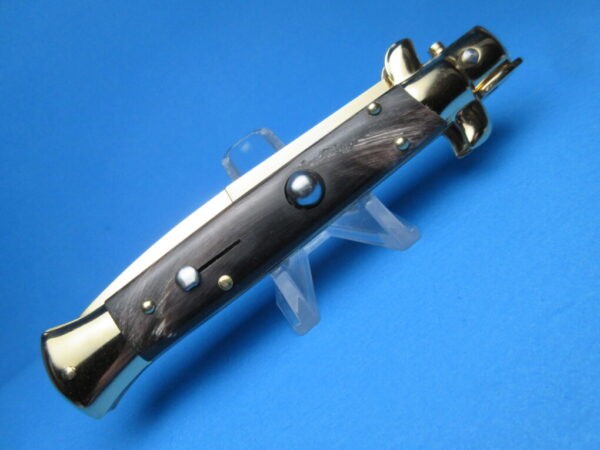 Frank Beltrame 9" Buffalo Horn Gold Bayonet Switchblade #2